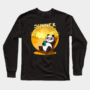 SUMMER VIBES, PANDA Long Sleeve T-Shirt